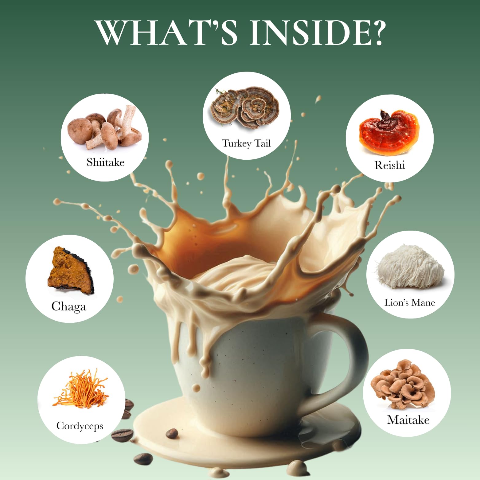Kinoko USDA Organic Mushroom Coffee with MCT Oil Blend of 7 Adaptogenic Mushrooms – Instant Coffee Mix, USA Grown